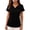 Black, variant on Women's Casual V-Neck Tops with Pockets Three-Quarter Sleeve Ruffled Blouse Loose Fit Comfy Workwear Shirt, Navy L