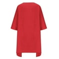 thumbnail image 5 of Mrat Women's Cotton Linen Crew Neck 3/4 Sleeve Mini Dress Casual Loose Solid Summer Flowy Dresses with Pockets S-44 Red-a 5XL, 5 of 6