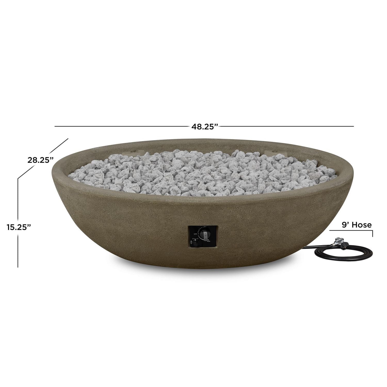 Real Flame Riverside 48" Oval Concrete Propane Fire Pit in Glacier Gray