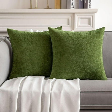 

MIULEE Pack of 2 Moss Green Decorative Pillow Covers 16x16 Inch Soft Chenille Couch Throw Pillows Farmhouse Cushion Covers for Home Decor Sofa Bedroom Living Room