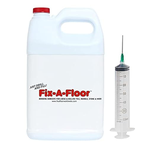 Jarra con adhesivo para azulejos Fix-A-Floor extra fuerte de 3,8 L con jeringa