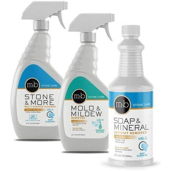 Bath & Shower Kit | MB-3 Soap & Mineral Deposit Remover, MB-5 Stone Multi Surface Spray & MB-9 | Ready to Use Bundle for Cleaning (1Quart / 32FL OZ)