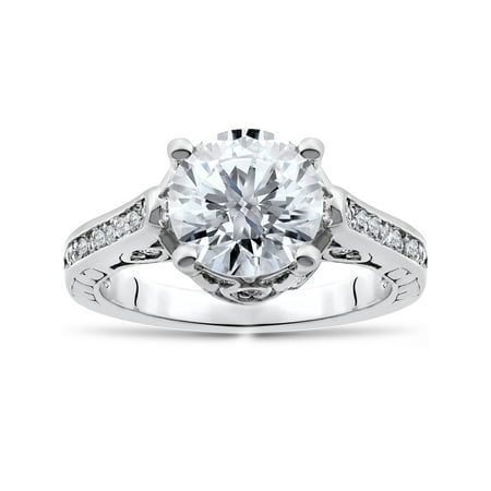 14k Wg Diamond Solitaire - 2 1/3ct Diamond Engagement Ring Solitaire Vintage Antique Unique Design 14k WG