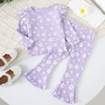 thumbnail image 2 of 9-12 Months Toddler Baby Girl Clothes Toddler Girl Outfit Ruffle Sleeve Shirt Pant Set Fall Winter Clothing for Girl Children's Gift Set Girls Purple Tracksuit, 2 of 8