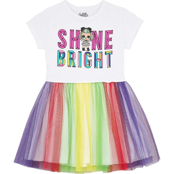 L.O.L. Surprise! Girls' Tutu Dress with Tulle Skirt L-10/12, Shine Bright Pink Glitter