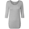 thumbnail image 4 of KOGMO Womens 3/4 Sleeve Solid Basic Drape Top Side Shirring Tunic (S-3X), 4 of 7