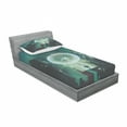 thumbnail image 3 of Fantasy Bedding Set with Sheet & Covers, Ball and Human Merging Building Dark Feeling Magic Featured Comics Fiction Artwork, Printed Bedroom Decor 2 Shams, 4 Sizes, Teal Black, by Ambesonne, 3 of 3