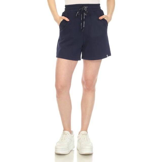 White Mark Short en Molleton Longline Extensible à Taille Haute pour Femmes