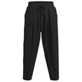 thumbnail image 5 of Blmnix Baggy Trousers for Men Low Waisted Linen Pants Palazzo Lightweight Pants Jeans Taper Cropped Black Summer Pants for Men,L, 5 of 6