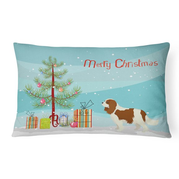 Carolines Treasures CK3529PW1216 Cavalier Spaniel Christmas Tree Canvas Fabric Decorative Pillow, 12H x16W, multicolor