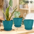 thumbnail image 5 of 6 inch Plant Pots, 5 Pack Flower Pots Outdoor Indoor, Planters with Drainage Hole and Tray Saucer(Blue）, 5 of 12