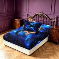 thumbnail image 4 of Manfei Neon Dragon Animals Twin Fitted Sheet,Retro Cloud Starry Sky Bedding,Blue Black,2pcs,1 Fitted Sheet and 1 Pillowcase, 4 of 6