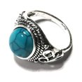 thumbnail image 4 of Anillo de estado de ánimo chapado en plata de ley hecho a mano con patrón antiguo único y piedra ovalada que cambia de color para hombres y mujeres, 4 of 5