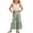 Green, variant on Girls 2pc Outfits Eyelet Lace Tank Tops Y2k Sleeveless Ruffle Wide Leg High Waist Pants Sets Blue 7-8 Years