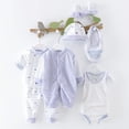 thumbnail image 4 of Emitonse Baby Girl Winter Clothes 0-3 Months 8PCS Newborn Baby Boy Girl Tops+Hat+Pants +Bib+Sock Shose+Romper Outfits Set Girls Fashion Size One Size,Blue, 4 of 5