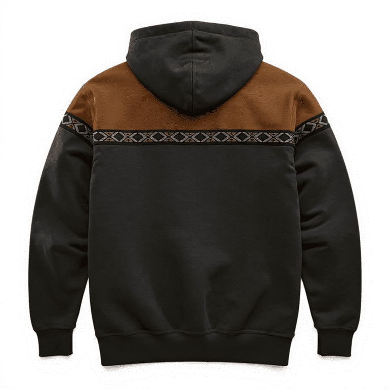 Men's Leisure Fashion Hooded Zipper Coat, Color Block Shoulder