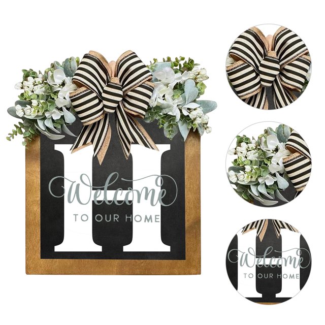Placa decorativa para puerta con 26 letras, adornos de madera para jardín, letrero de bienvenida para puerta (H) Libre de BPA