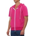 thumbnail image 4 of INSPIRE CHIC Men's Short Sleeve Hoodies Solid Color Zip Up Jackets with Hood 2XL Rose Red, 4 of 7