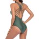 thumbnail image 5 of Mujeres Bikini de Corte Alto Color Sólido V-Cuello Almohadilla de Pecho, sin Soporte de Acero Sexy Correa sin Espalda, 5 of 7