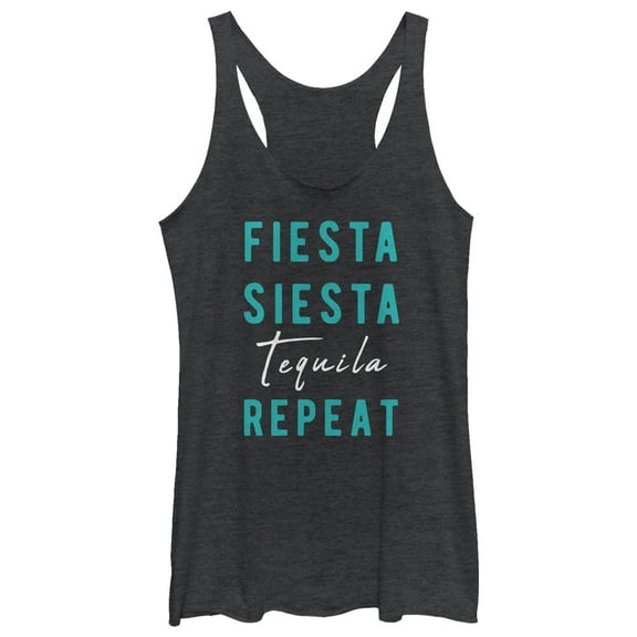 Women's CHIN UP Fiesta Siesta Tequila Racerback Tank Top Black Heather Medium