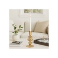 thumbnail image 2 of Glass Taper Candle Holder - Boho Glam Decorative Candlestick Stand for Home, Office, Bedroom, Living Room - Elegant Table Centerpiece - 7" Gold, 2 of 10