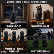 PMU Halloween Black Cat - Blow Mold Plastic Cat Statue - Perfect Décor for Halloween, Home, Yard, Lawn, Garden, Indoor and Outdoor - Best for Party Favors and Supplies - (Yellow Eyes) 17 Inch Pkg/1