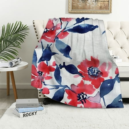 Bciig Red Flowers Warm Lightweight Blanket Soft Fleece Blankets Throw Blanket Living Rooms Sofa Decor Cow Gifts All Seasons 50×60 inch 60x80in