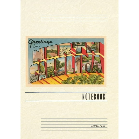 Vintage Lined Notebook Greetings from North Carolina, (Paperback)