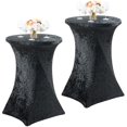 thumbnail image 1 of wonima02 Black 32x43inch Velcet Cocktail Table Cover, 2 Pack Wrinkel Free High Top Cocktail Tablecloth for Bar Wedding Birthday Party Banquet, 1 of 1