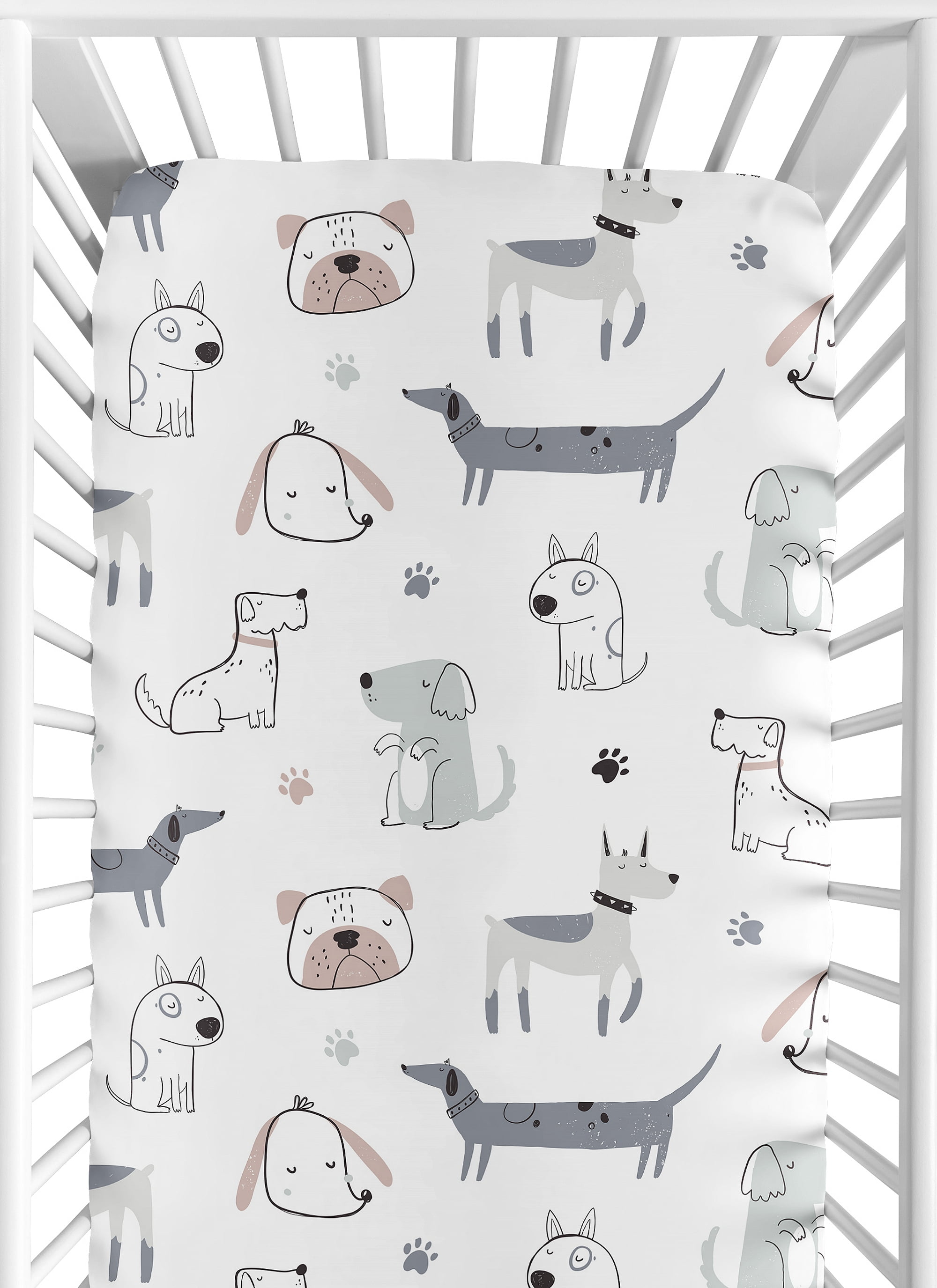 Sweet Jojo Designs Cartoon Puppy Boy, Girl, Unisex/Gender Neutral Fitted Crib Sheets 2 Piece Set