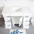 thumbnail image 5 of ANGELES HOME 48" Bathroom Vanity with Sink, Freestanding Solid Wood Bathroom Makeup Cabinet W/ 2 Doors and 6 Drawers, Bathroom Vanity Storage Organizer with Carrara White Quartz Countertop, White, 5 of 10