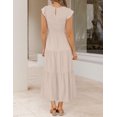 thumbnail image 3 of FUNING Women's 2025 Summer Casual Flutter Short Sleeve Crew Neck Smocked Elastic Waist Tiered Midi Dress, 3 of 8