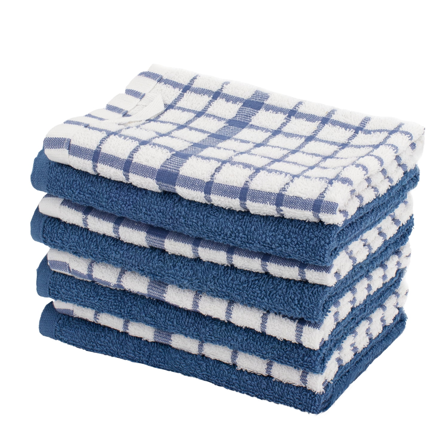 Howarmer Dish Towels for Kitchen, 100% Cotton Grid Dish Rags, Super Soft and Absorbent Dish Cloths, 8 Pack, Size: 12×12, Blue