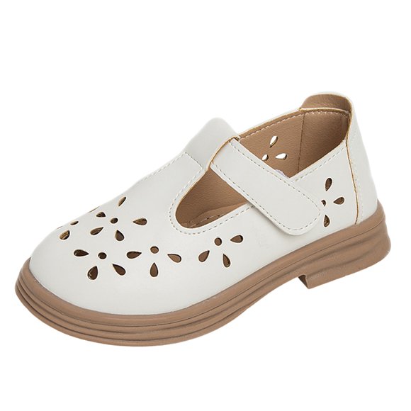 MIASHUI Girls Mary Jane Shoes Breathable Hollow Princess Leather Shoes,White,7-8 Years