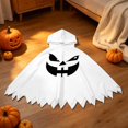 thumbnail image 5 of Arlun Halloween Pumpkin Face Capes for Kids Funny Cute Spooky Ghost Hooded Cape Boys and Girls Soft Cozy Loose Sawtooth Hem Capelet for Dress up Cosplay Party I-White XS, 5 of 6