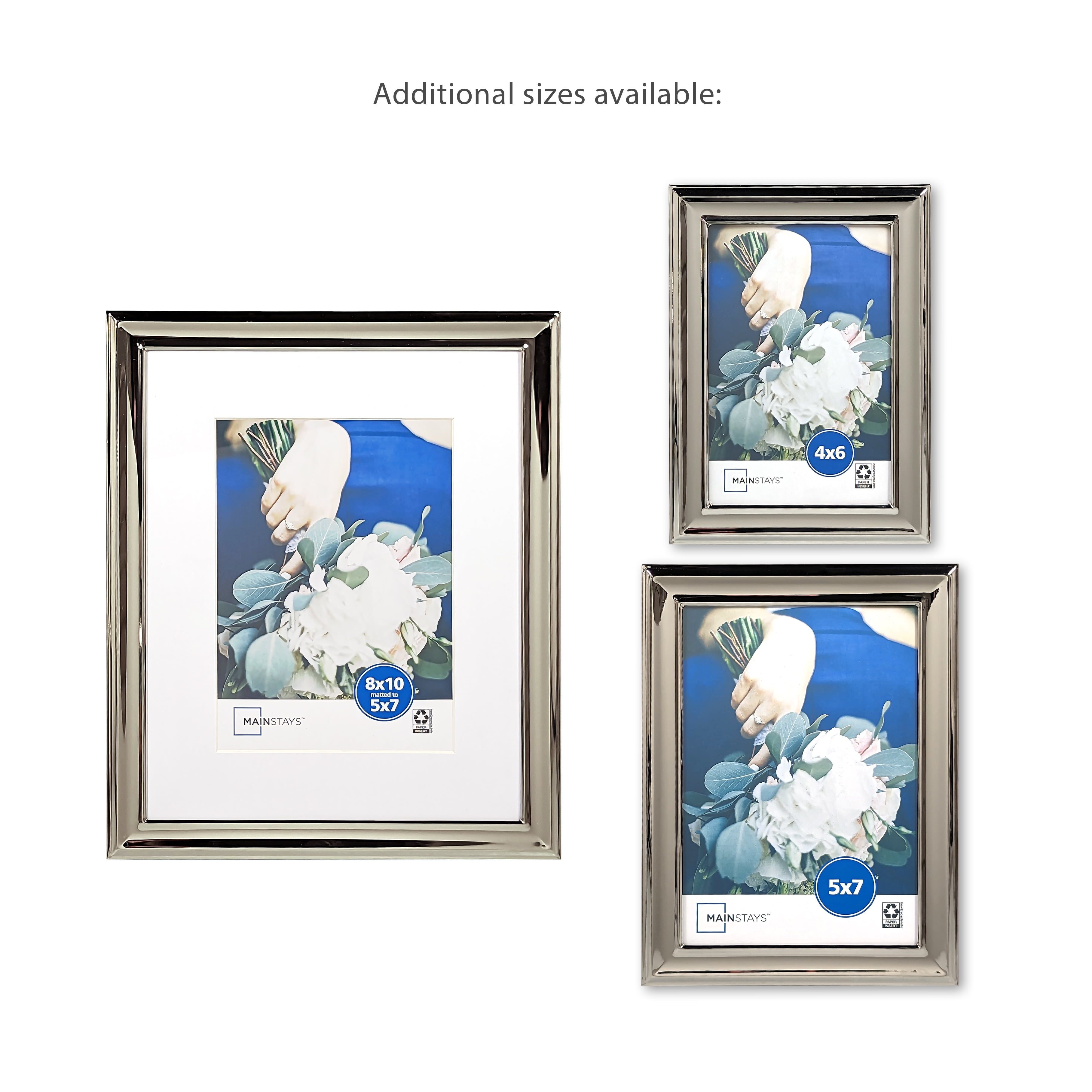 Mainstays 4 x 6 Silver Finish Metal Picture Frame, Tabletop or Wall Display