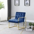 thumbnail image 3 of Best Master Furniture Beethoven 31.5" Velvet Accent Chair in Blue/Gold Plated, 3 of 3
