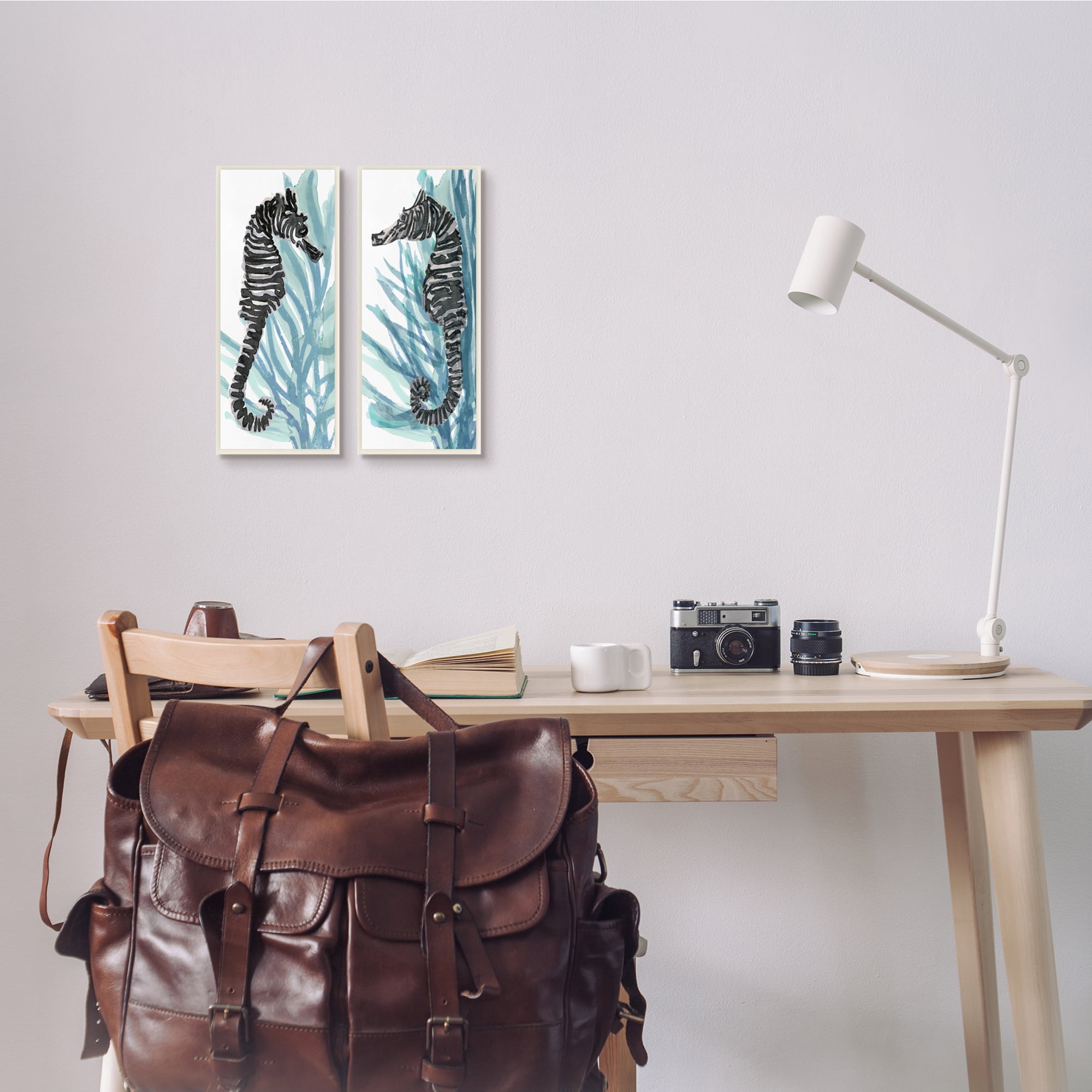 Stupell Industries Zebra Striped Sea Horses Blue Ocean Coral Wall Plaque, 7 x 17, Design by Stellar Design Studio