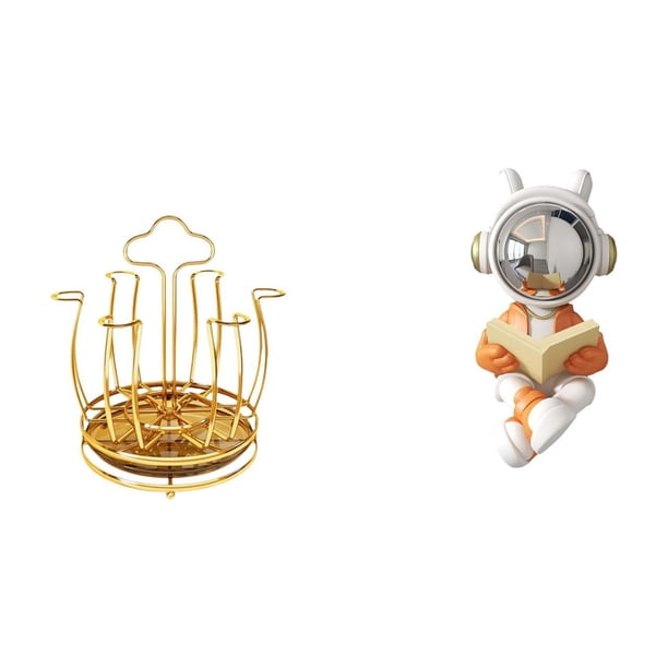 Porta tazas,Portavasos de café para encimera Organizador de tazas,Estatua del astronauta,Figura decorativa espacial de estatua de astronauta,Escultura de figura de escritorio de resina para