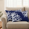 thumbnail image 2 of Coral Navy Blue Outdoor Waterproof Pillow Covers, Coastal Ocean Marine Nautical Beach Decorative Rectangle Throw Pillowcase Sofa Cushion Sham for Patio/Couch/Chair, 20"x12" 2 Pack, 2 of 8