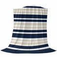 thumbnail image 6 of Navy Blue Khaki Striped Blanket Soft Cozy Warm Throw Blanket for Couch, Plush Fuzzy Flannel Fleece Blankets for Sofa, Gradient Horizontal Lines Bed Blankets Lightweight Gifts for Women, 50"x80", 6 of 9