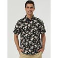 thumbnail image 3 of CamiHawaiaDe PlaEstampado Floral Con Botones ManCorCamiDe Verano PaHombres Negro 60, 3 of 6
