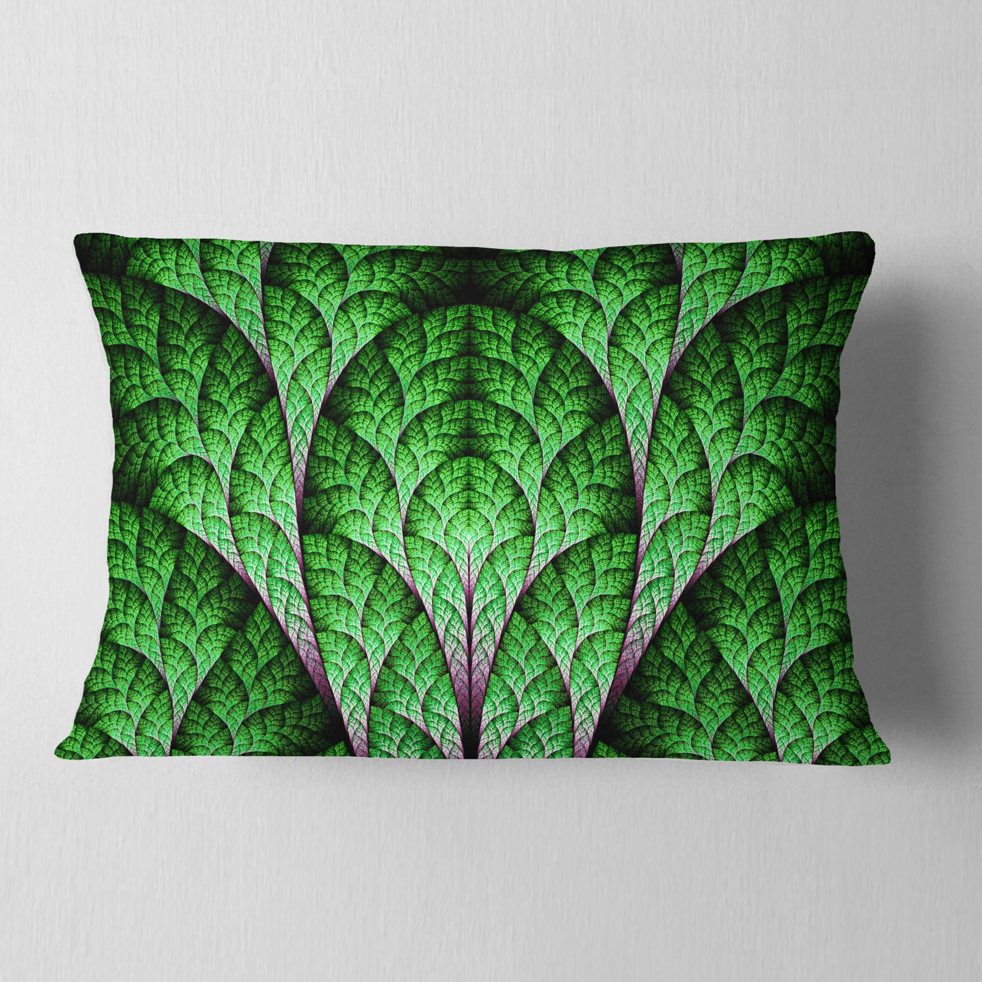 Designart Exotic Green Biological Organism - Abstract Throw Pillow - 12x20