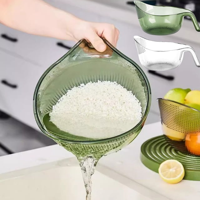Iumwxz Multi-Functional Draining Basket - Fruit Cleaning Bowl with Strainer Container Kitchen Sink Food Catcher Drainer Fruit Rinser Vegetable Washing Filter Bowl Over Green Plastic Festival Gift