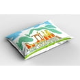 thumbnail image 2 of Ambesonne Steam Engine Pillow Sham 2 Pack, Small Old Train, 30"x20", Green Blue Orange, 2 of 3