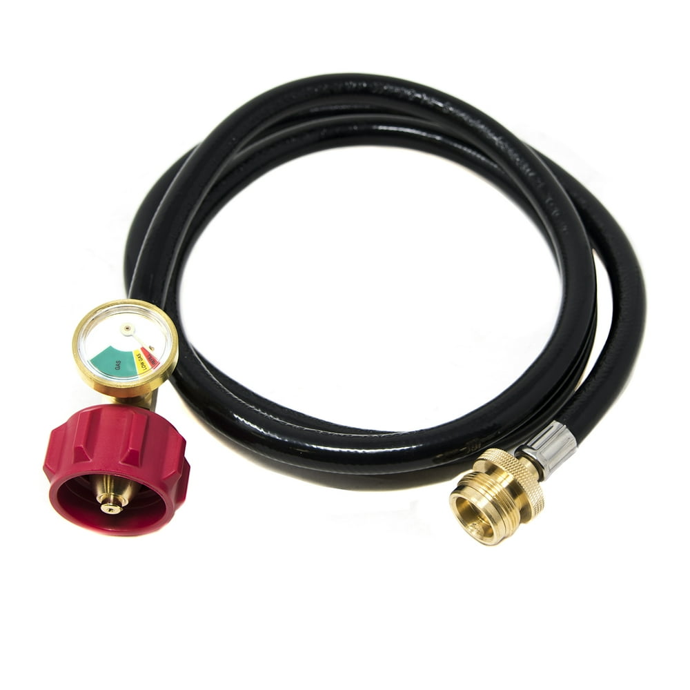 GasOne 5 ft Propane Hose 1lb to 20lb Adapter Hose with Fuel Gauge 16.4