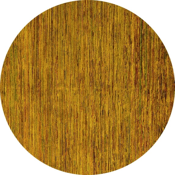 Ahgly Company Indoor Round Abstract Yellow Modern Area Rugs, 3' Round