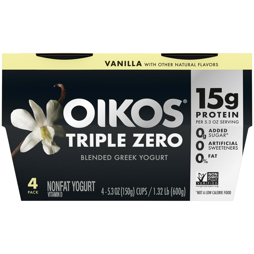 Oikos Triple Zero Vanilla Greek Yogurt, 5.3 Oz. Cups, 4 Count Walmart