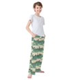thumbnail image 3 of FORMRS Boys Pajama Pants with Pockets Size 6-8Y Kids Lounge Sleep Bottoms, Green Wave Pattern, 3 of 8