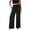 Black(Pants), variant on No Boundarie Women's Cotton Linen Wide Leg Pants Boho Crochet Lace Side Drawstring Pants with Pockets